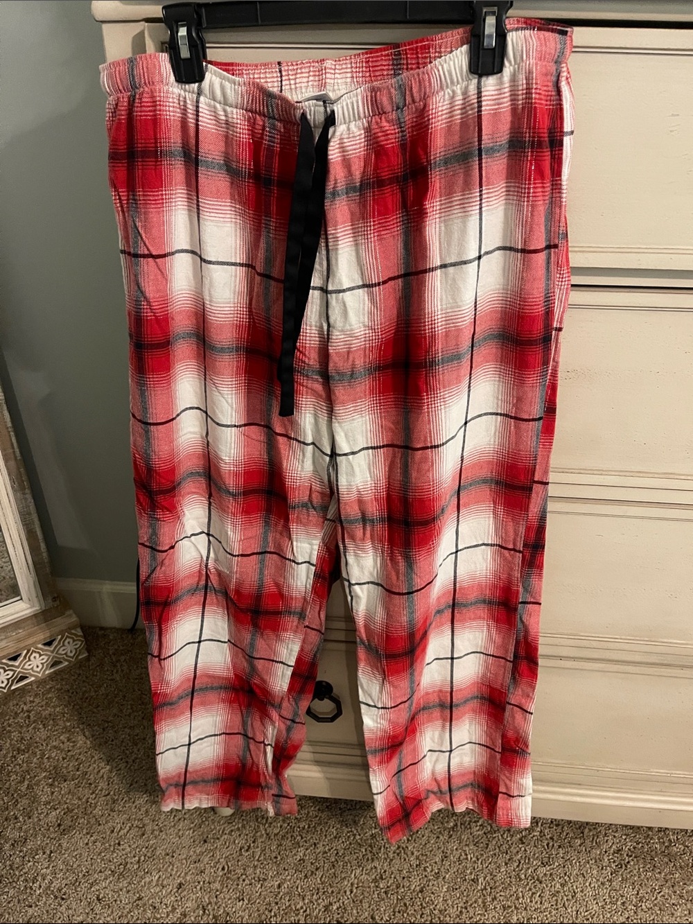Plaid Cotton Lounge Pants - Red/White